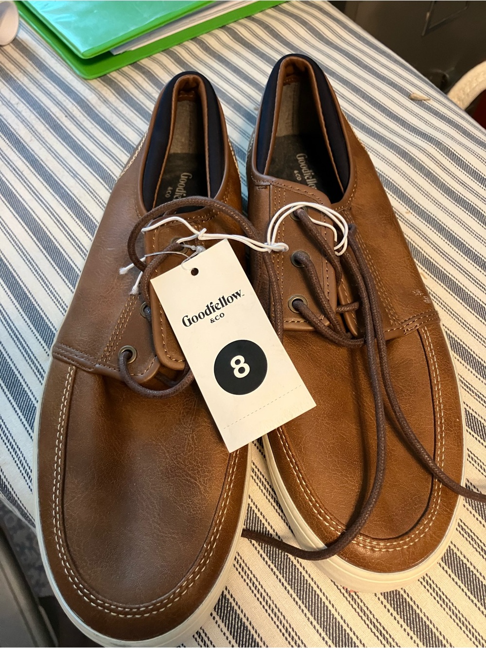 Goodfellow & Co Brown Leather Boat Shoes with White Sole